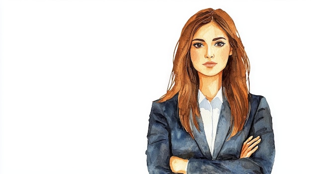 Illustrazione ad acquerello di una donna persiana adulta con i capelli castani dritti