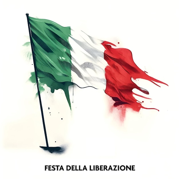 Illustrazione ad acquerello per il giorno della liberazione con una bandiera italiana sventolata