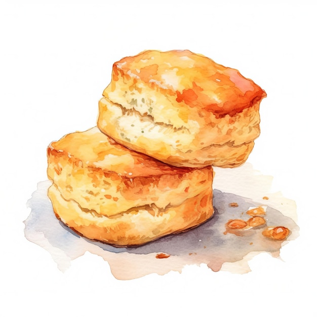 Illustrazione ad acquerello quadrata di pasticceria scone appena cotta