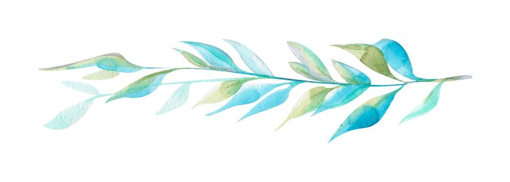 Foto illustrazione ad acquerello ramoscello turchese delicato carino turchese e blu per la progettazione di striscioni cartoline stampe decorazioni