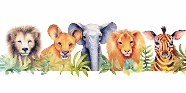 Illustrazione ad acquerello Safari animale banner sfondo