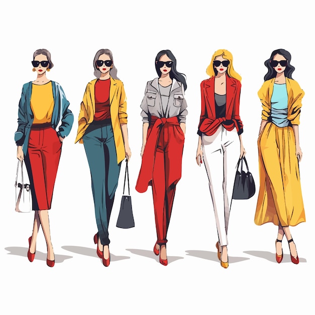 Illustrazione AI Fashion Girls Donne Abbigliamento elegante