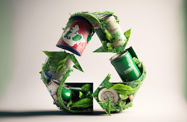 Illustrazione AI generativa del logo Recycle dell'ambiente