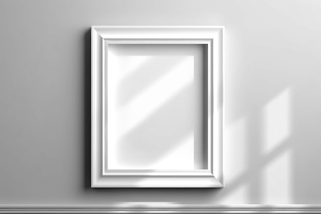 Illustrazione AI generativa del muro bianco vuoto con mockup framewide in legno vuoto