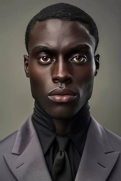 Illustrazione AI generativa dell'uomo afroamericano vestito in moda couture