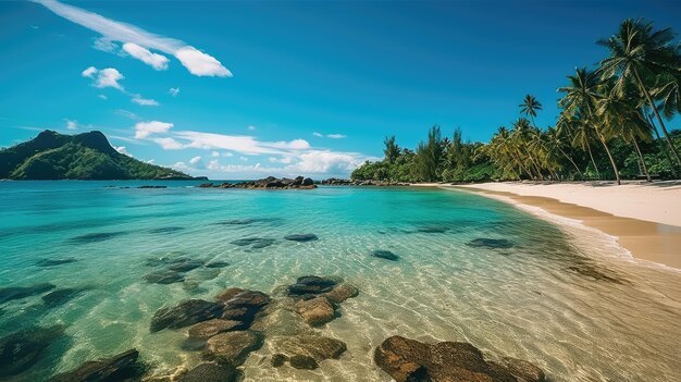 Illustrazione ai generativa della spiaggia più bella del mondo