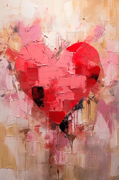 Illustrazione AI generativa dello sfondo del cuore con texture e spazio di copia Arte digitale