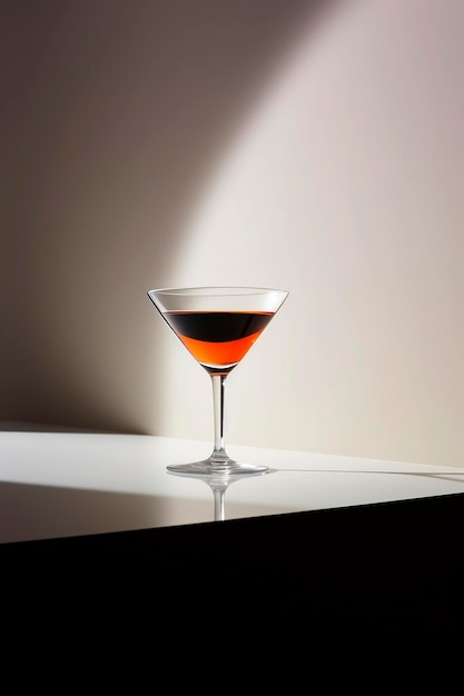 Illustrazione AI generativa di bicchiere di cocktail margarita su colori ad alto contrasto