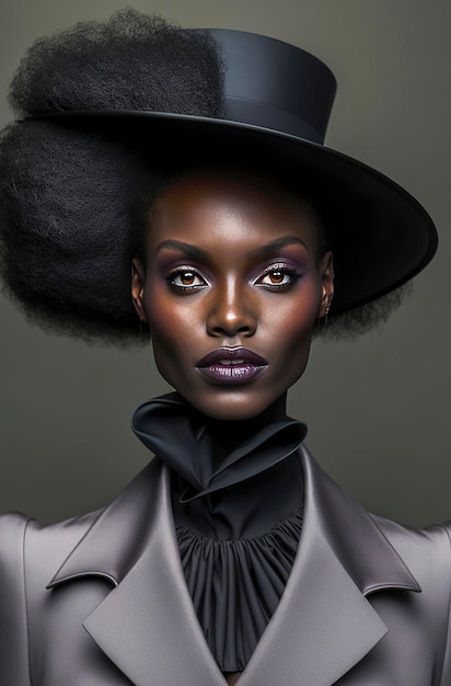 Illustrazione AI generativa di donna afroamericana vestita in moda couture