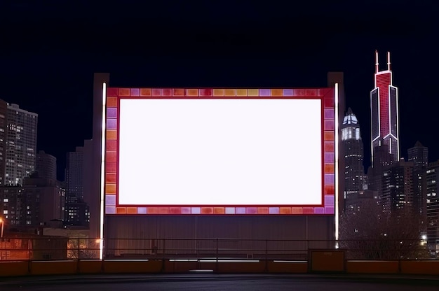 Illustrazione AI generativa di un grande cartellone pubblicitario in città che annuncia la pubblicità