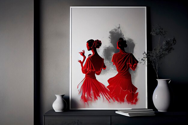 Illustrazione AI generativa di una giovane donna che balla il flamenco