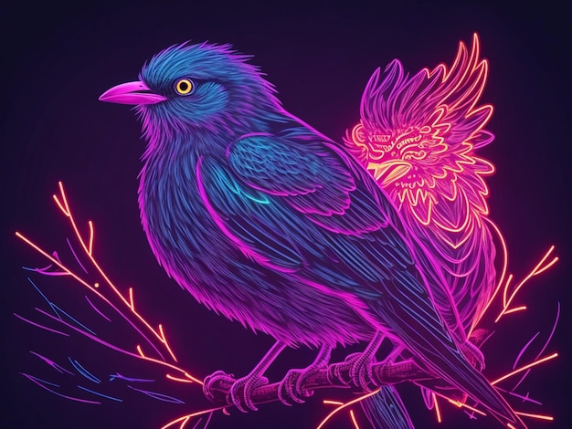 Illustrazione al neon dell'uccello Calibri Cuckoo