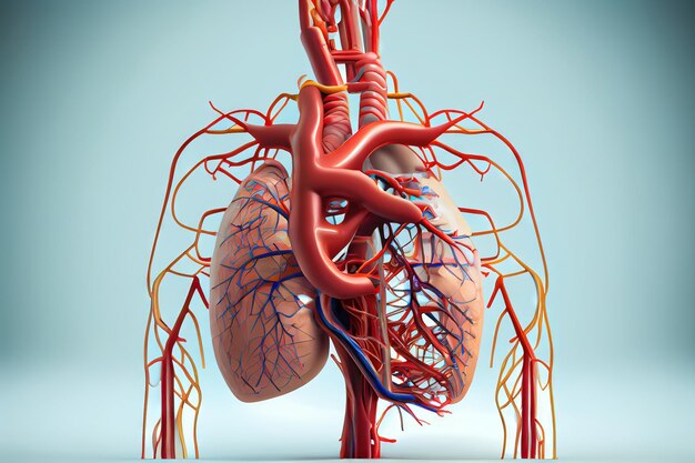 Illustrazione anatomica dell'IA generativa del sistema circolatorio umano