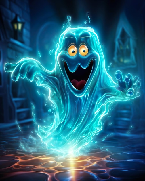 Illustrazione Animazione 3d del fantasma blu