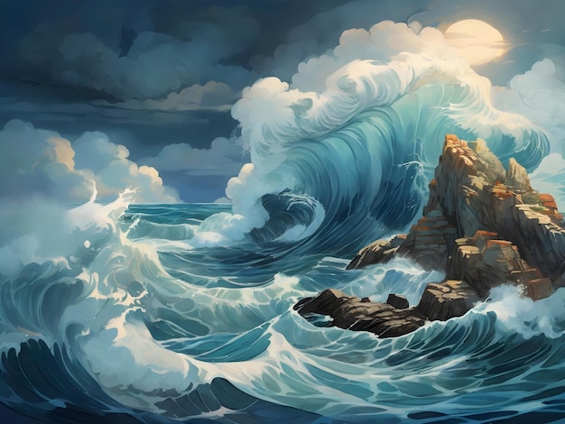 Illustrazione Art Design della maestà dell'oceano