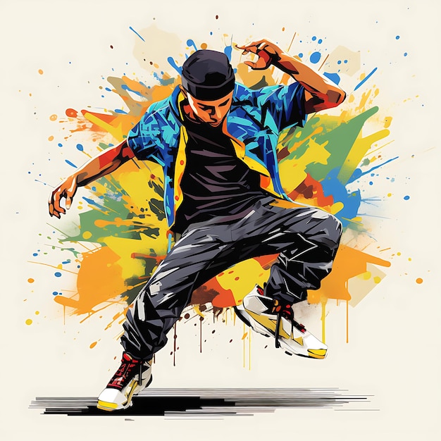 Illustrazione Arte di strada Stile d'arte Danza urbana Cultura divertente Breakdancer Carto creativo anime carino