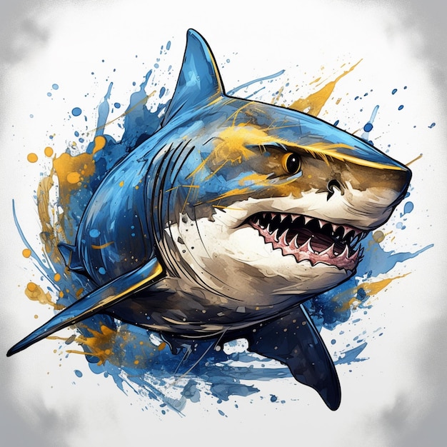 illustrazione arte squalo su sfondo bianco