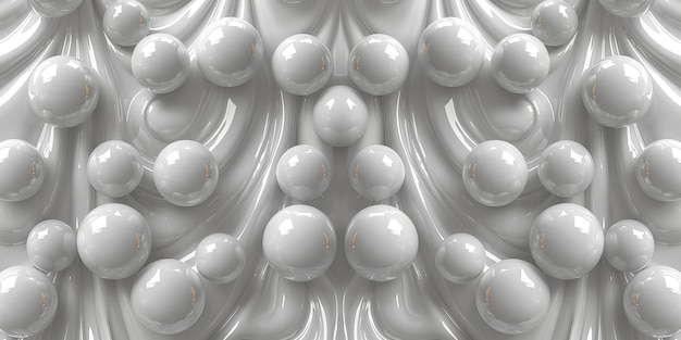 Illustrazione artistica astratta sfondo 3D leggero con palle bianche