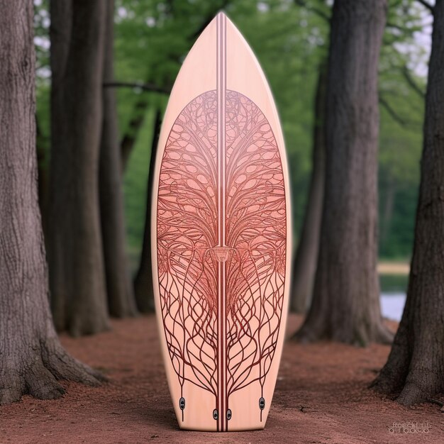 Illustrazione artistica di skateboard e tavole da surf in legno