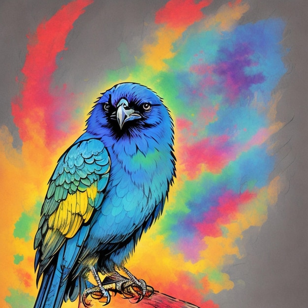 Illustrazione artistica digitale di uccelli colorati Crow