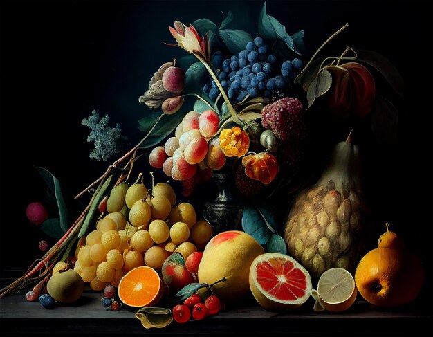 Illustrazione artistica pittura frutti e bacche