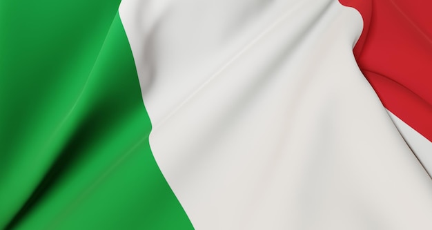 illustrazione astratta 3d della bandiera dell'italia su tessuto ondulato