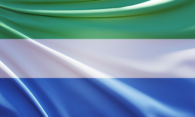 illustrazione astratta 3d della bandiera della sierra leone sul tessuto dell'onda