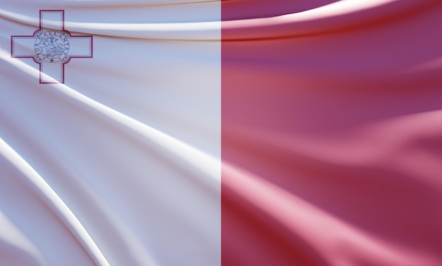 illustrazione astratta 3d della bandiera malta su tessuto ondulato