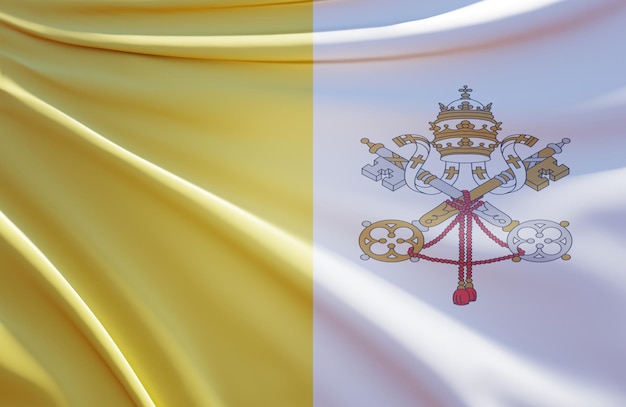 illustrazione astratta 3d della bandiera vaticana in tessuto ondulato
