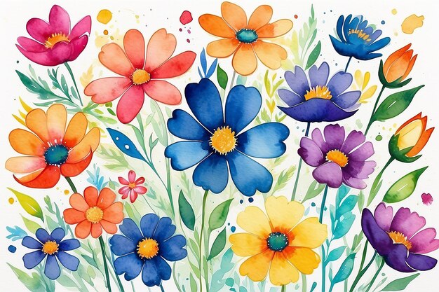 Illustrazione astratta ad acquerello di fiori