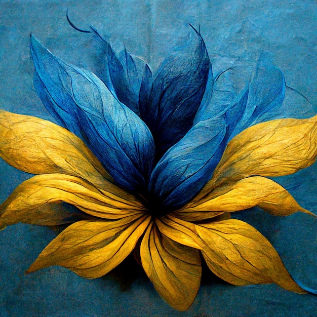 Illustrazione astratta blu e gialla del fiore