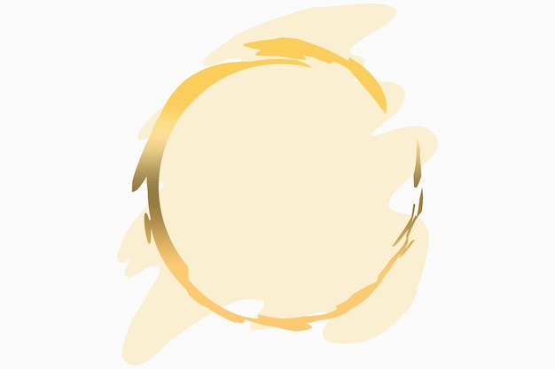 Illustrazione astratta dello sfondo del logo di colore giallo pastello a forma di pennello con un cerchio in oro