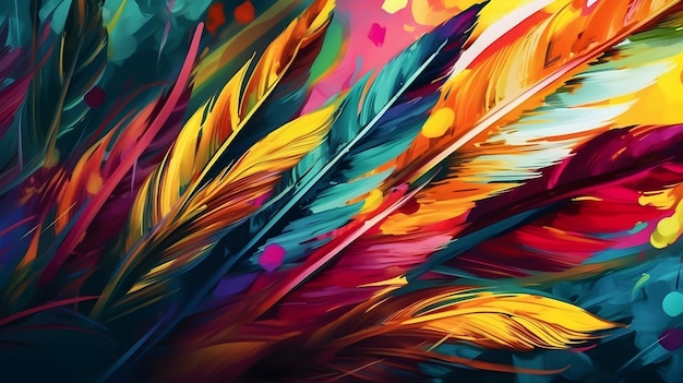 Illustrazione astratta di arte digitale Acquerello artistico piuma colorata bellissima o piuma arcobaleno per la pittura
