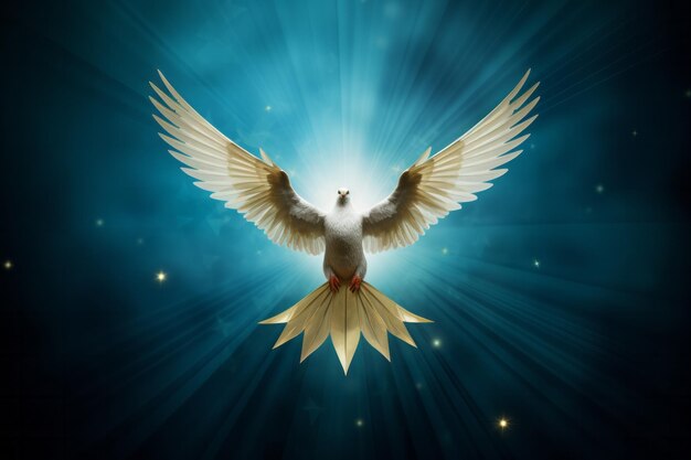 Illustrazione astratta di una bella colomba bianca della pace che vola