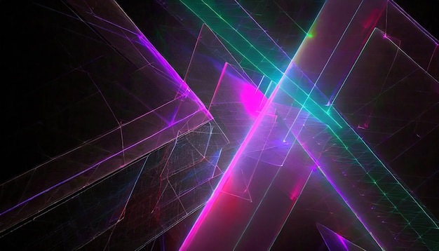 Illustrazione astratta generativa dell'IA di forme e strutture geometriche in colori colorati al neon e l...