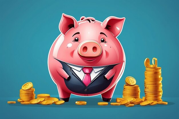 Illustrazione aziendale di cartoni animati piggy bank