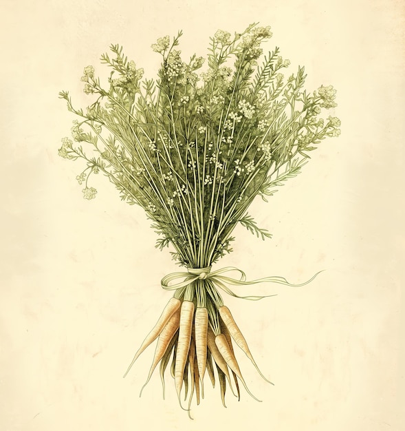 Illustrazione botanica classica della carota