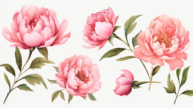 Illustrazione botanica di fiori e foglie