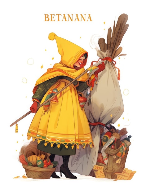 illustrazione Buona Befana in giallo