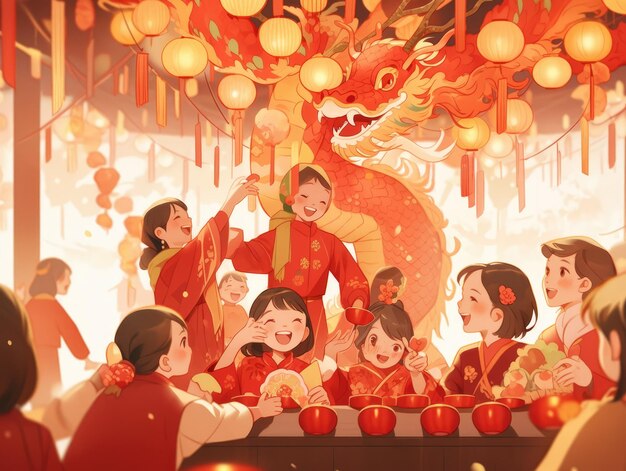 illustrazione Capodanno cinese in giallo