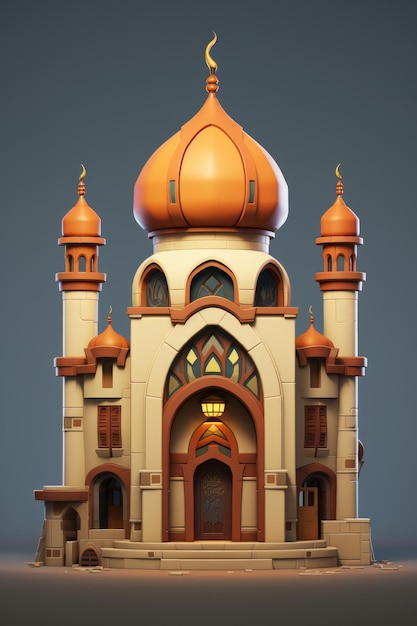 illustrazione carina esterna dell'architettura tradizionale della moschea