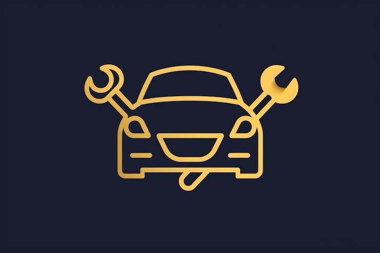 Foto illustrazione cartoni animati di riparazione automobilistica grafica colorata con utensili per auto chiavi e ingranaggi