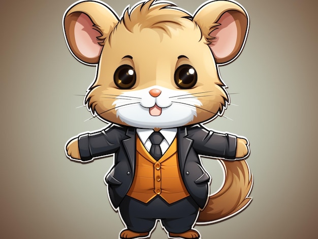 illustrazione cartoon di un gatto vestito con giacca e cravatta ai generativa