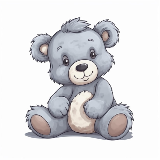 illustrazione cartoon di un orsacchiotto seduto per terra ai generativa