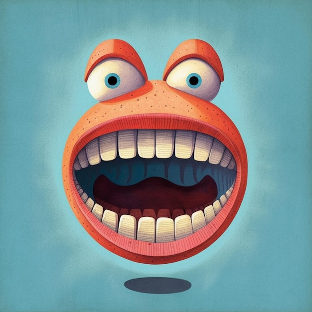 Illustrazione cartoon di una bocca con un'intelligenza artificiale generativa a bocca spalancata