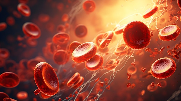 Illustrazione che mostra come i globuli rossi e le cellule del colesterolo generano AI