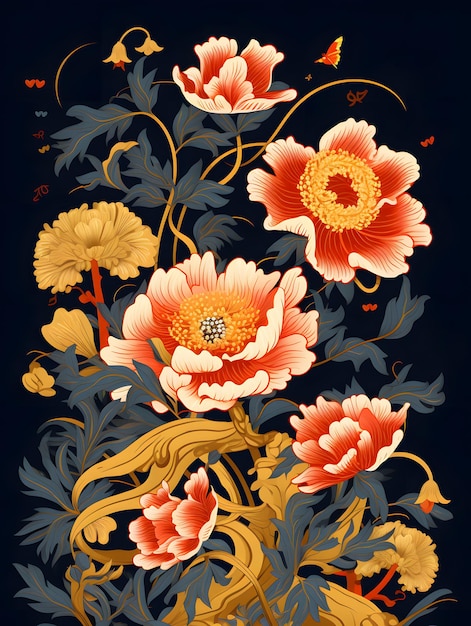 Illustrazione cinese gialla del fiore