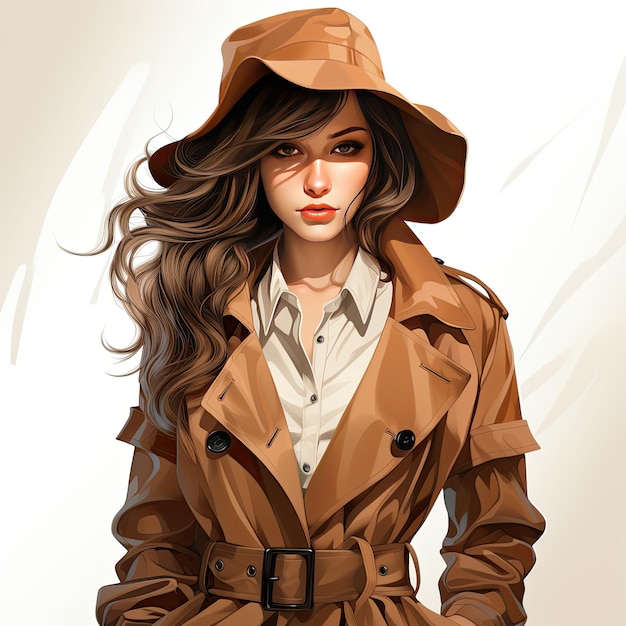 Illustrazione clipart Ragazza in un elegante trench