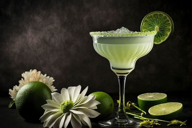 illustrazione cocktail di gin con limone generativo ai
