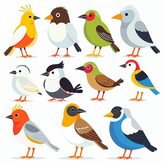 Illustrazione colorata degli uccelli dei cartoni animati